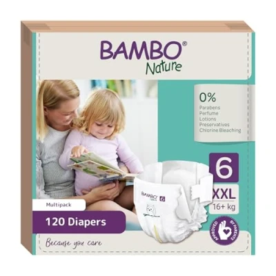 Imagen de Bambo Nature pañales ecológicos de alta calidad, sostenibles con etiqueta ecológica, protección mejorada contra fugas, seguros y cómodos, bebé tamaño 6