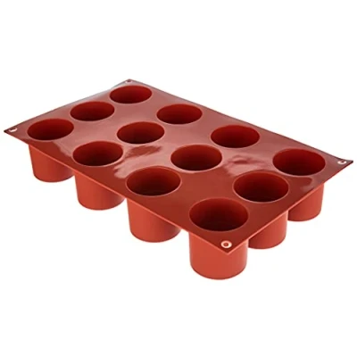 Imagen de Silikomart SF098 Moldes de Silicona para Monoporciones CILINDRO, Antiadherente, 12 Monoporciones, Pack 1 Molde Reposteria, Ø 48 mm h 50 mm, Made in Italy