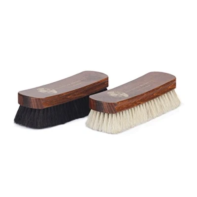 Imagen de Langer &amp; Messmer kit de 2 Cepillos para zapatos lustradores pulir sus ideal lustrar y cuidar perfectamente el calzado (blanco/blanco)