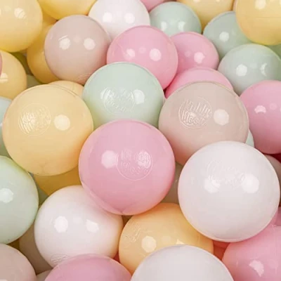 Imagen de KiddyMoon 700 ∅ 7Cm Bolas Colores De Plástico para Piscina Niños, Beigepas/Amarillopas/Blanco/Menta/Rosaclr