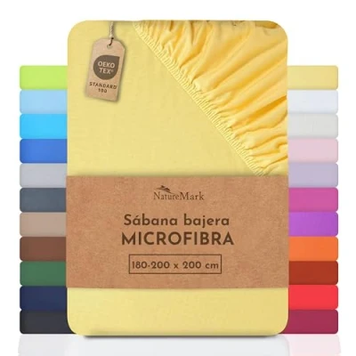 Imagen de NatureMark sábana de Microfibra a Precio Descuento! Muchos tamaños y Colores mercancía Marca (sábana 180x200 200x200 cm, Amarillo)