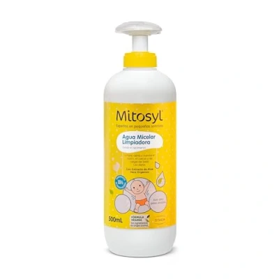 Imagen de Mitosyl Agua limpiadora sin aclarado micelar enjuague Limpia, calma y suaviza Uso diario Fórmula vegana con extracto de Aloe Vera 500ml