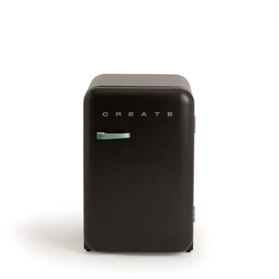 Imagen de CREATE / RETRO FRIDGE 83.5 SAGE/Frigorífico negro maneta verde sage 98W, bajo consumo, 2 estantes, regulador temperatura, botellero, 56x54x84cm
