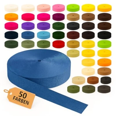 Imagen de KBBB Correa de polipropileno, 2 o 5 m largo, 32 colores, anchura: 15 mm, 20 25 30 40 50 mm