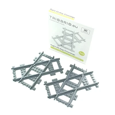 Imagen de Trixbrix Derecha 45 grados Cruces 2 piezas compatibles con Lego City Train Sets 60197 60198 10277 60205 60238