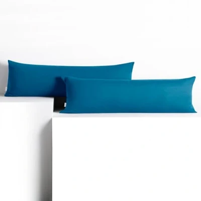 Imagen de DecoKing 2 Fundas de Almohada 20 x 120 cm, algodón, con Cremallera, Color Azul y ámbar
