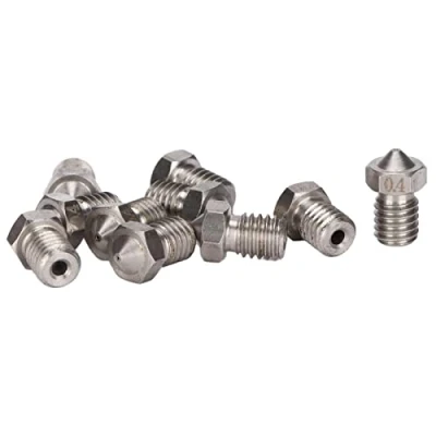 Imagen de Cabezal Boquilla Impresora 3D 10 Piezas Compatible con Monoprice Select Mini/ V5 V6/ Prusa I3/ Anet8/ Anycubic I3 Mega 3D, Extrusora Repuesto Acero Inoxidable 1,75 Mm(0,4 mm)