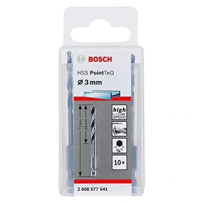 Imagen de Bosch Professional Set de 10 brocas vástago hexagonal PointTeQ, para metal, diámetro: 3 mm, ¼&quot;, accesorios taladro impacto y atornillador