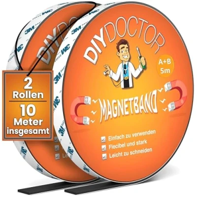 Imagen de DIY Doctor Cinta magnética A+B 10m Magnetica Adhesiva Imantada 5m + de Polaridad A y B Imanes Autoadhesivos Tiras Magnéticas Delgadas Autoadhesivas