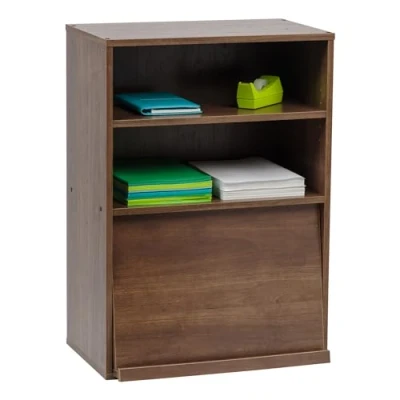 Imagen de Iris Ohyama, muebles con puertas, estante de almacenamiento, 2 compartimentos modulares, diseño, sólido, moderno, multi uso, escritorio, habitación, salón Flap Rack Chr 1 Marron