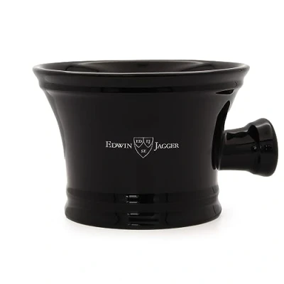 Imagen de Edwin Jagger RN46 Tazón De Afeitar Tradicional Porcelana Lujo Con Asa Para Crema O Jabón Hombres Y Mujeres (Negro)