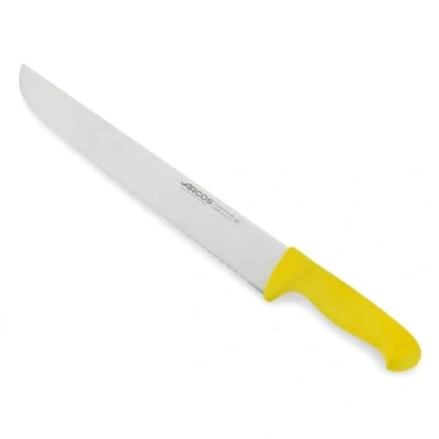 Imagen de Arcos Serie 2900 Cuchillo Pescadero Hoja Serrada de Acero Inoxidable NITRUM 350 mm Mango inyectado en Polipropileno Color amarillo