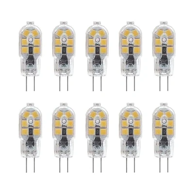 Imagen de WULUN Lote de 10 bombillas ahorro energía G4 2W LED, 12 SMD 2835, blanco cálido 3000K, AC220V 240 V, bombilla LED lámparas CA 220 200 LM