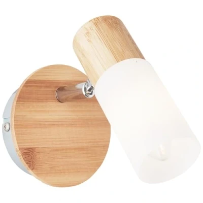 Imagen de BRILLIANT lámpara Babsan aplique de pared madera claro/blanco 1x C35, E14, 3.5W, adecuado para lámparas velas (no incluidas) Escala a ++ E Cabeza giratoria