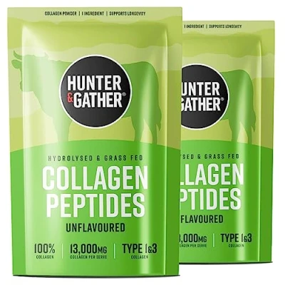 Imagen de Colágeno en Polvo 2x400g Insípido Péptido Bovino Hidrolizado para Cabello, Piel, Uñas y Músculos (Envase 100% Reciclable)