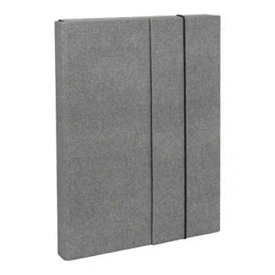 Imagen de Bigso Box of Sweden Carpeta organizadora A4 con goma elástica Organizador de documentos tablero fibras y papel aspecto lino portafolios gran capacidad gris