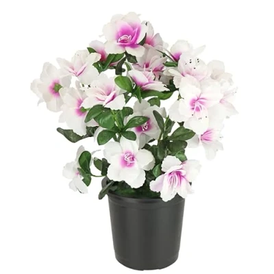 Imagen de Flair Flower Flor Artificial Azalea en Maceta, 29 cm, rododendro, Flores Artificiales, de Seda, Decorativas, floristería, Planta Artificial, decoración Mesa,