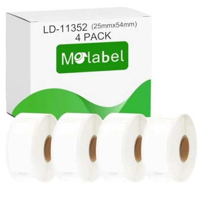 Imagen de Molabel 11352 4pack 25 x 54 mm compatible con Dymo S0722520 LabelWriter 310, 320, 330 Series, 400, 400 Turbo, 450 Series