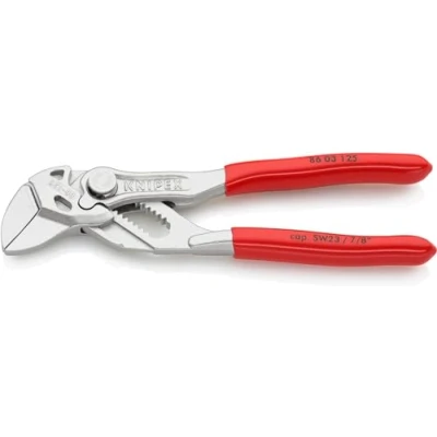 Imagen de Knipex Tenaza llave mini alicate y en una sola herramienta cromado, recubiertos de plástico 125 mm (cartulina autoservicio/blíster) 86 03 SB