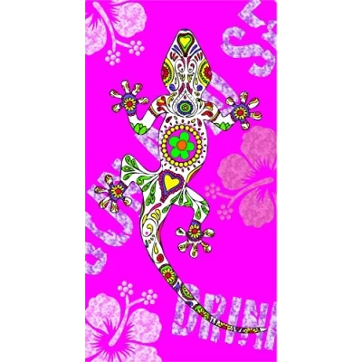 Imagen de Miracle Home. Toalla Microfibra Playa Lagartija, 100% Poliester, Rosa, 95 X 175 Cm. 15090