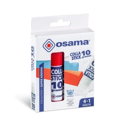 Imagen de Osama Pegamento Barra Extra Fuerte, 4 Piezas + 1 Gratis, 10gr Set Pegamentos Ideal para Material Escolar y Papeleria Oficina Deslizante sobre Papel, Resistente Apto Niños, Fórmula Clásica