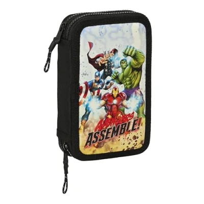 Imagen de Safta Avengers Forever Estuche Escolar Niño, con Colores, 28 Útiles Incluidos, Ideal para Niños de 5 a 14 Años, Cómodo y Versátil, Calidad Resistencia, 12.5x4x19.5 cm, Multicolor