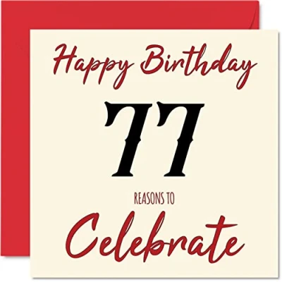 Imagen de Divertidas tarjetas de cumpleaños 77 para hombres y mujeres, Reasons To tarjeta feliz papá, mamá, bisabuelo, abuelo, abuela, tía, 145 mm x mm, felicitación