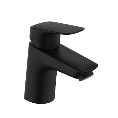 Imagen de hansgrohe Logis grifo lavabo sin desagüe, ahorro de energía (CoolStart), monomando 67 mm, mezclador agua (EcoSmart), negro mate, 71073670