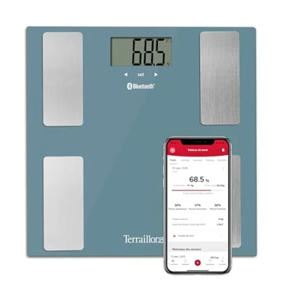 Imagen de TERRAILLON Smart Connect Báscula conectada Impedanciómetro Bluetooth low energy Cálculo de grasa corporal 8 usuarios Capacidad 160 Kg