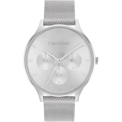 Imagen de Calvin Klein Reloj Analógico de Cuarzo multifunción para mujer con correa malla acero inoxidable plateada 25200104