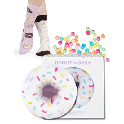 Imagen de soxo Donut Calcetines Mujer Divertidos Algodon Socks Regalos Originales Regalo Colores 35 40 Blanco 1 Par