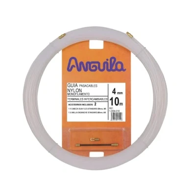 Imagen de Anguila Guía Pasacables Terminales Intercambiables Monofilamento Nylon Color Blanco Diámetro 4mm 10 metros