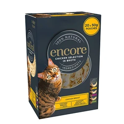 Imagen de Encore Natural Comida Húmeda para Gatos, Multipack Selección de Pollo en Bolsa Caldo, 4 x 5 50 g (Paquete 20 Bolsas)