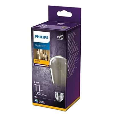 Imagen de Philips Bombilla LED cristal 11W forma pera E27 ahumada, no regulable