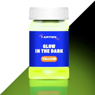Imagen de 7 Artists Pintura Fluorescente en la Oscuridad Amarillo 100 ml Paint Glow in the Dark Luz Negra Luminiscente Pinturas Neon Brillante