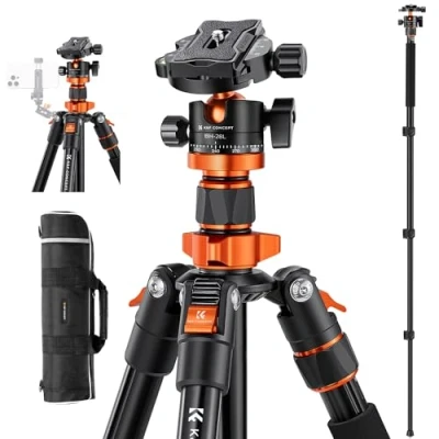 Imagen de K&amp;F Concept Trípode de Cámara, 200CM Profesional Estable con Monopié, Fotografía Compacto 360 Rótula Bola y Placa Liberación para Cámara DSLR K234A7+BH 28L(S210)