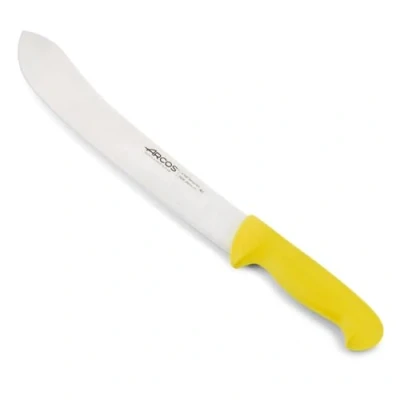 Imagen de Arcos Cuchillo carnicero con Hoja Acero Inoxidable 300 mm. cocina profesional cortar carne, pescado y verduras. Mango ergonómico polioximetileno. Serie 2900. Color amarillo.