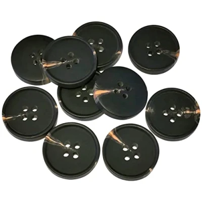 Imagen de AERZETIX C57113 Juego de 10 Botones coser redondos Ø20x4mm con 4 agujeros 32L L32 apertura 2mm color negro en plástico para abrigo mercería costura ropa moda tejido decoración