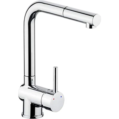 Imagen de Cornat LIV53 Livenne Grifo monomando para fregadero (latón cromado, manguera extensible y caño giratorio 360)