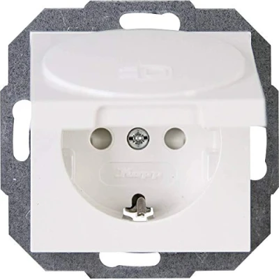 Imagen de Kopp Enchufe con Mayor Protección contra Contactos Tapa Abatible Athenis, Color Blanco Puro, 940129087