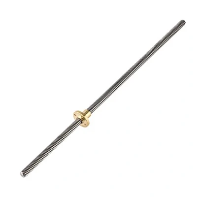 Imagen de Accesorios para Impresora 3D, T8, husillo roscado Trapezoidal, Tornillo de Plomo + Tuerca Paso 2 mm, Alambre 8 Acero Inoxidable, Motor a (330 mm)