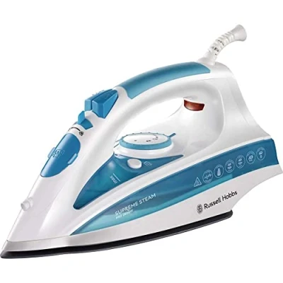 Imagen de Russell Hobbs Plancha de Ropa Steam Glide Professional 2600 W, Suela Cerámica, Golpe Vapor 210g, Función Autolimpieza, Blanco y Azul 20562 56