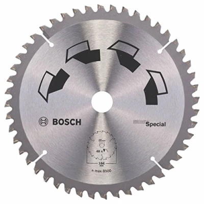Imagen de Bosch 1x Hoja de Sierra Circular Special (para Madera, Metales no Ferrosos, Plásticos, Ø 184 x 2.5/1.8 20/16 mm, 48 Dientes, FT, con Anillo Reducción 16 Accesorios Sierras Circulares)
