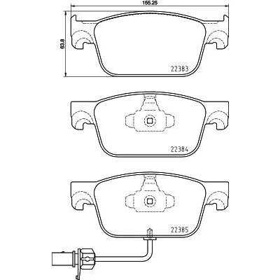 Imagen de HELLA 8DB 355 024 951 Juego de pastillas freno con contacto avisador desgaste AUDI: A4 B9 Avant, Berlina, A5 Sportback