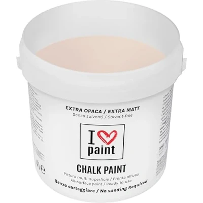 Imagen de I LOVE CHALK PAINT color Rosa Antiguo 4 litros Pintura a la tiza para muebles, paredes y objetos Sin lijado disolventes ni formaldehído decoración efecto base de agua