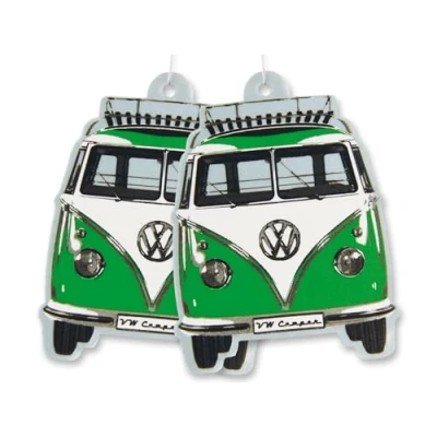 Imagen de BRISA VW Collection Ambientador para automóvil Volkswagen T1 Camper Bus en formato individual (Frente del Bus/Manzana Verde/Verde/Conjunto de 2)