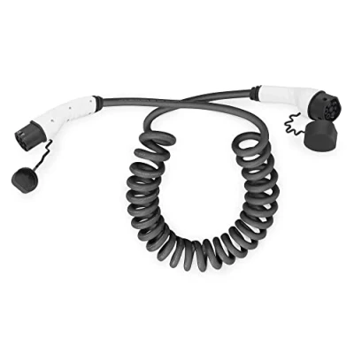 Imagen de DIGITUS Cable de Carga Modo 3 para Coches eléctricos y PHEV 10 m Tipo 2 Trifásico 16 A 11 kW en Espiral Negro/Gris