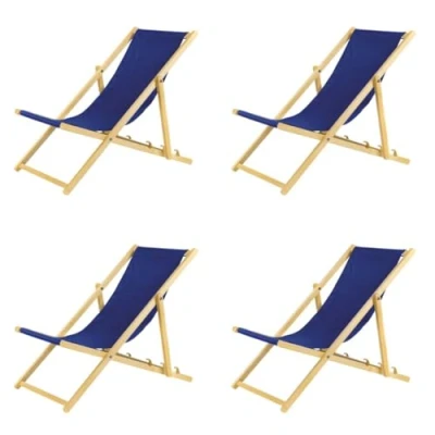 Imagen de BAS Tumbona Plegable de Madera con Sistema Seguridad, 4 Unidades, Color Azul