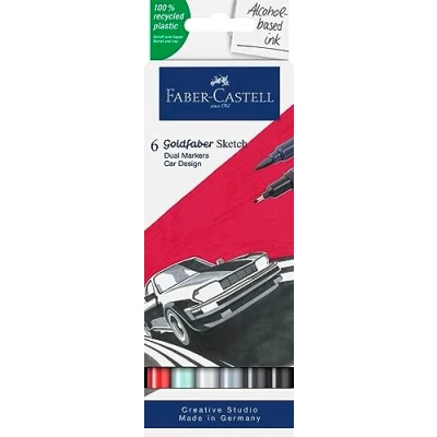Imagen de Faber Castell Goldfaber Sketch164813 Estuche de 6 Rotuladores Bocetos para Diseño Coche Punta Pincel y Fina