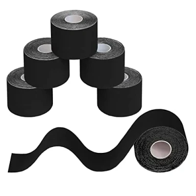 Imagen de BB Sport 6 Rollos Cinta Kinesiología Tape Muchos Colores 5 m x cm Muscular E Book Ejemplos Aplicación, Color:negro